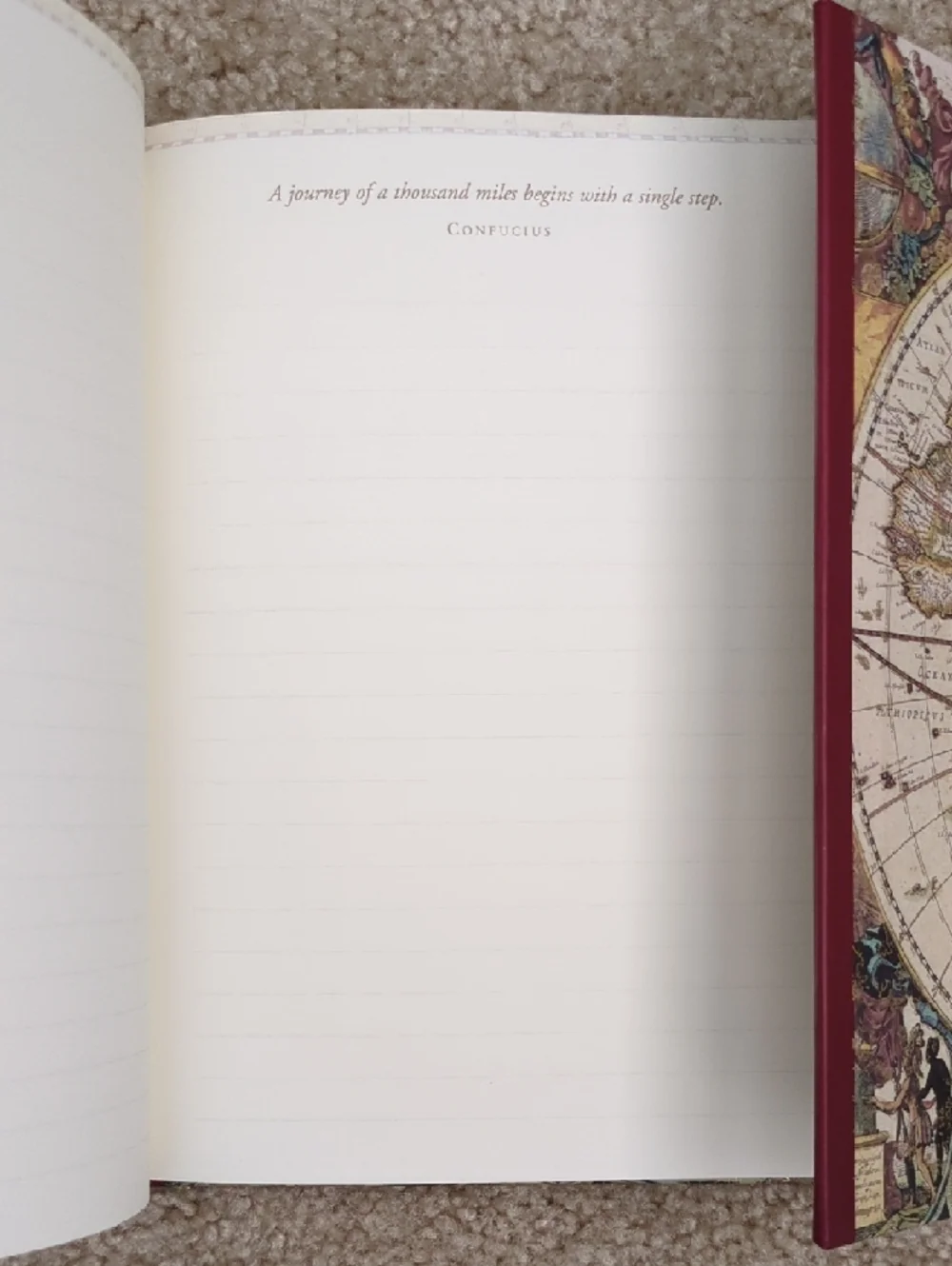 Vintage World Map Hardcover Journal - Red Accent